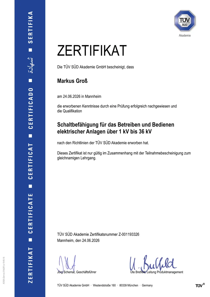 Vorschau: Schaltbefähigung Mittelspannung (1 – 36 kV)